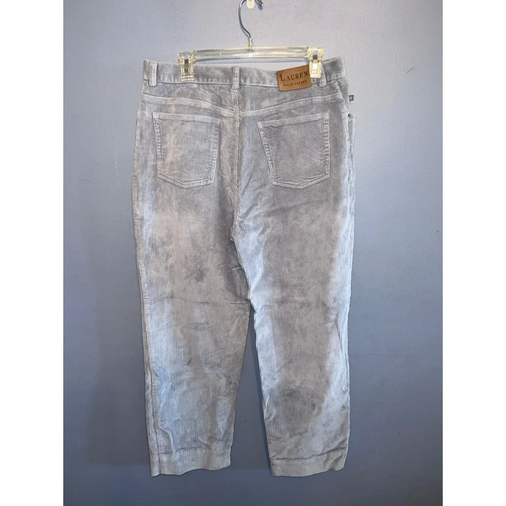 Women's Lauren Ralph Lauren Light Blue Velour Corduroy Pants SZ 14‎ ALTERED